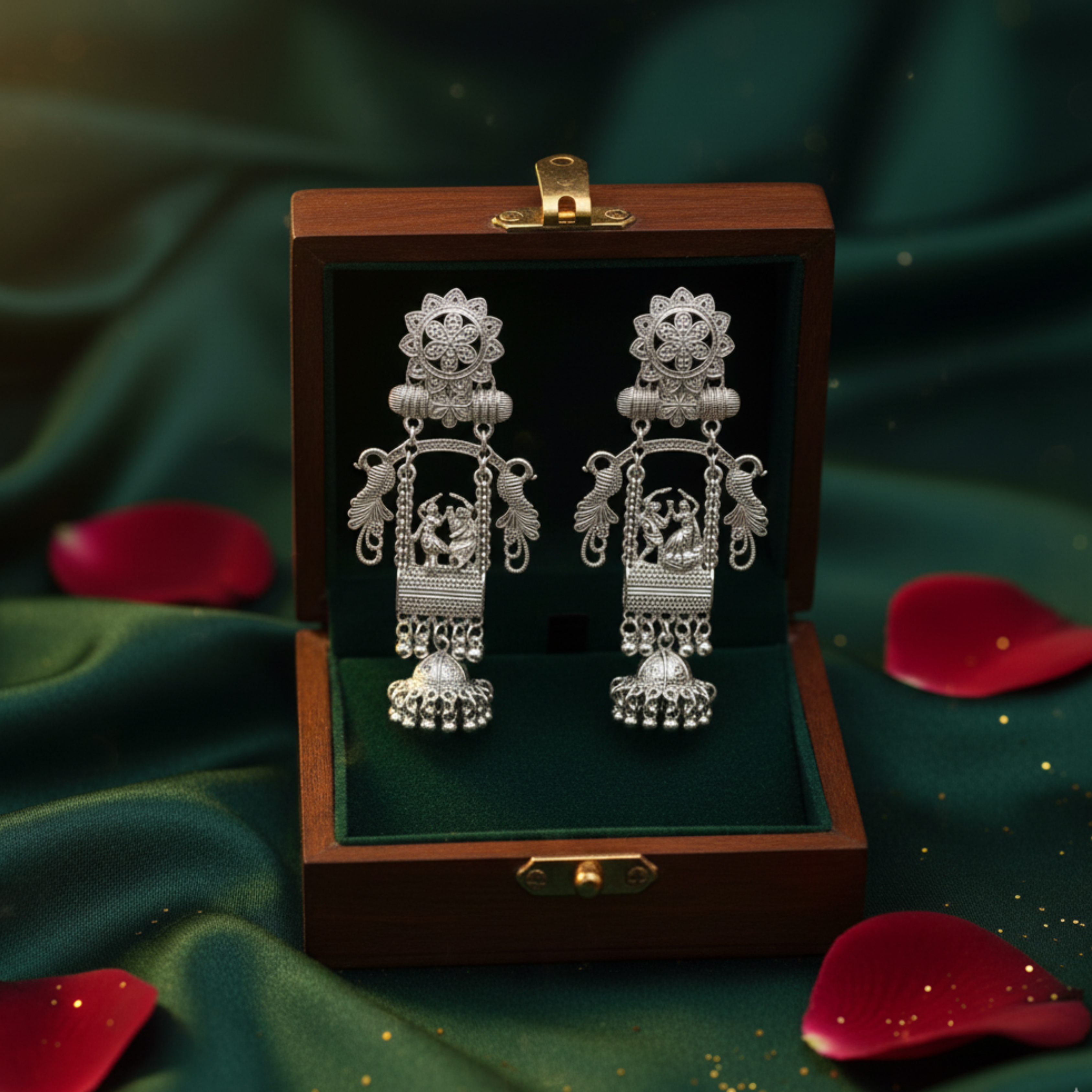 Dandiya Rhythm Silver Earrings