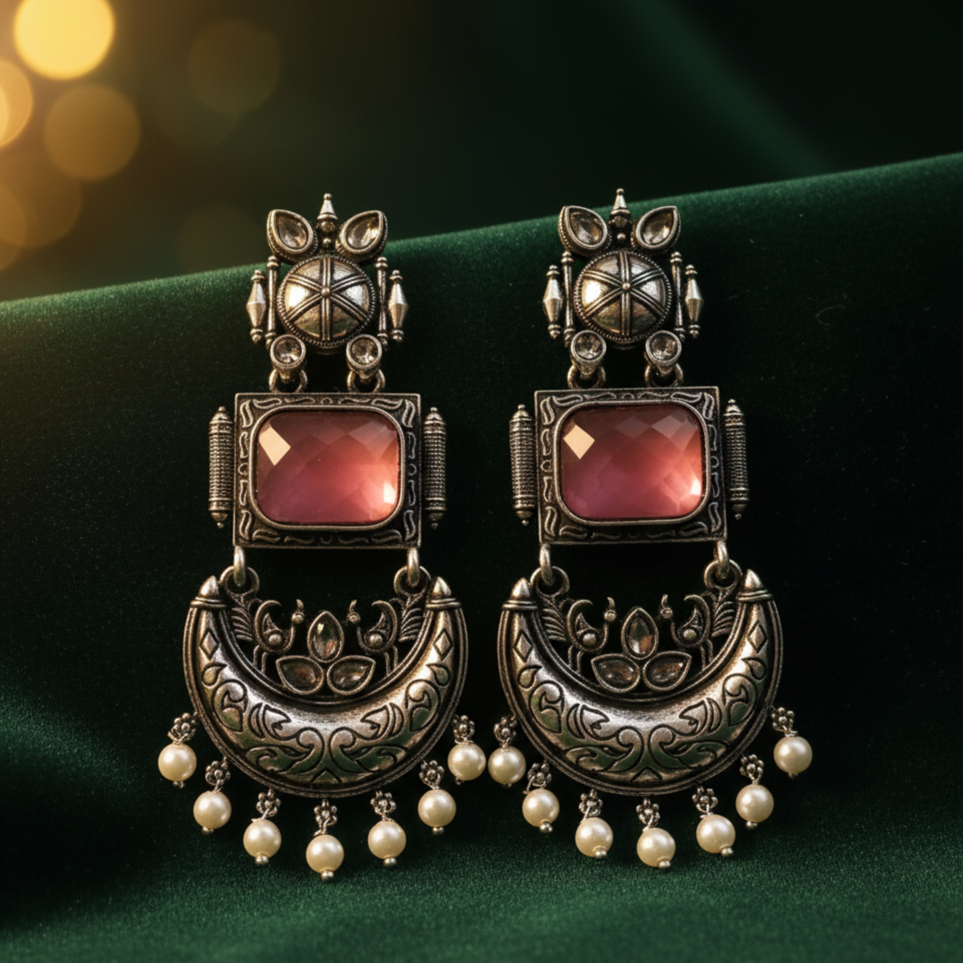 Nayvika Chandbali Oxidised Earrings