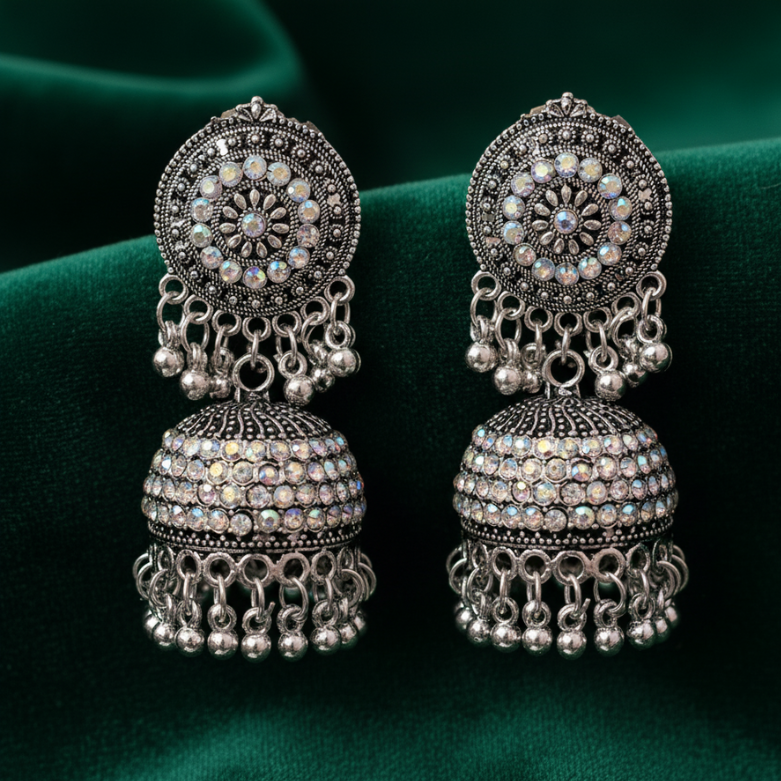 Antique Oxidized Heavy Statement Jhumkas for Women (55% OFF)