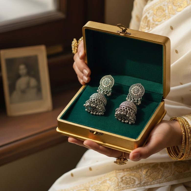 Antique Oxidized Heavy Statement Jhumkas for Women (55% OFF)